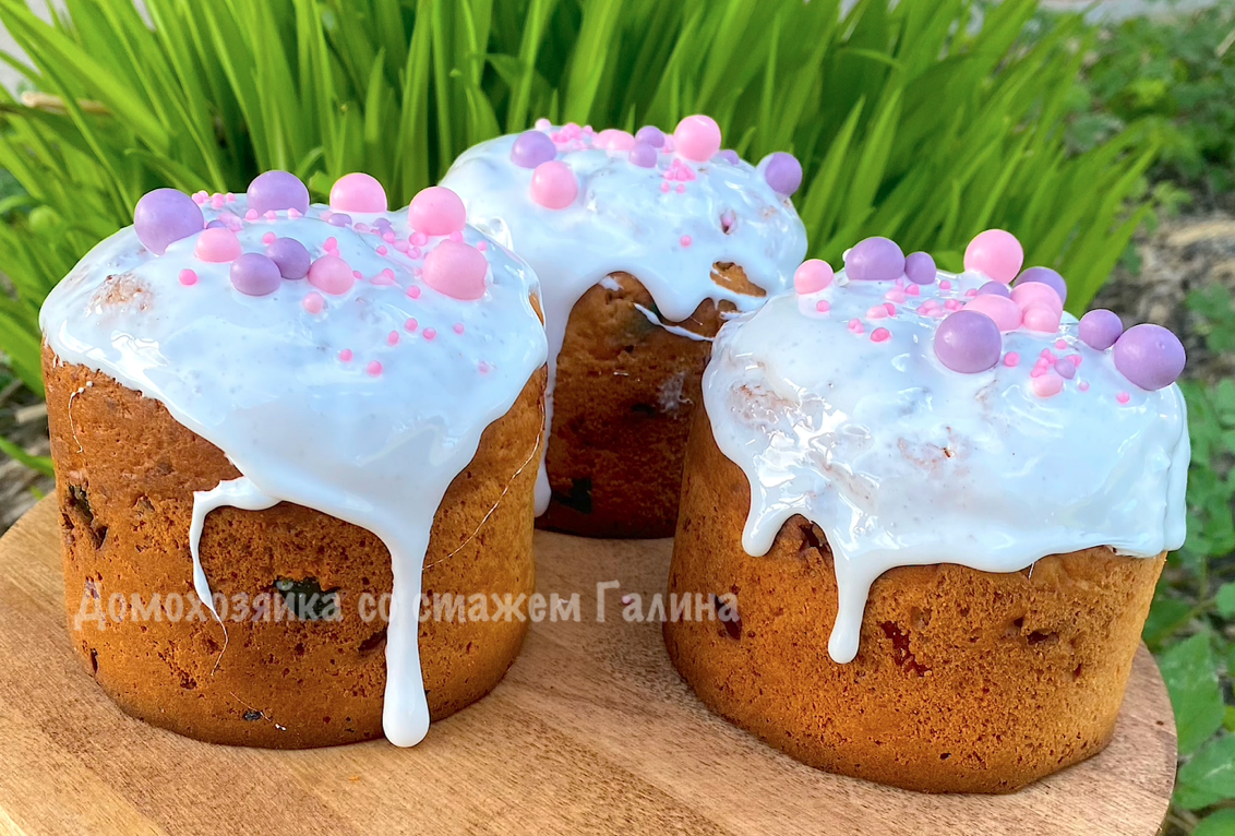 Пасхальные куличи с творожной начинкой без дрожжей