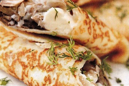 Как приготовить блинчики с курицей и сыром