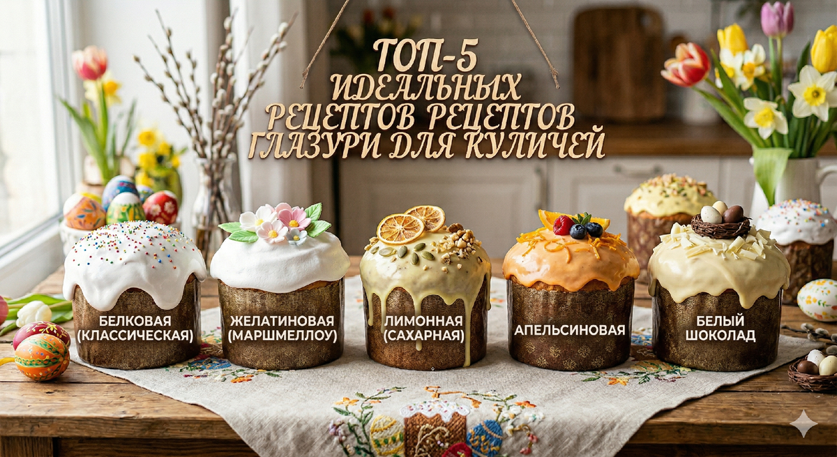 Топ-5 уникальных рецептов глазури для пасхальных куличей